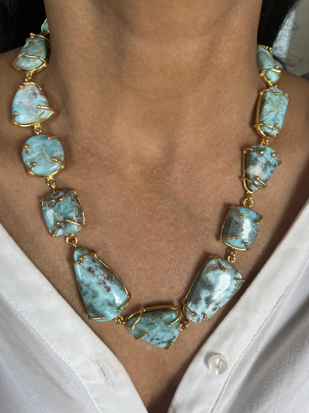 Statement Larimar Stone Necklace