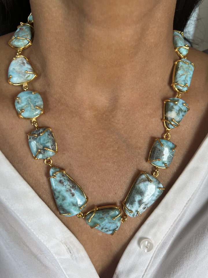 Statement Larimar Stone Necklace