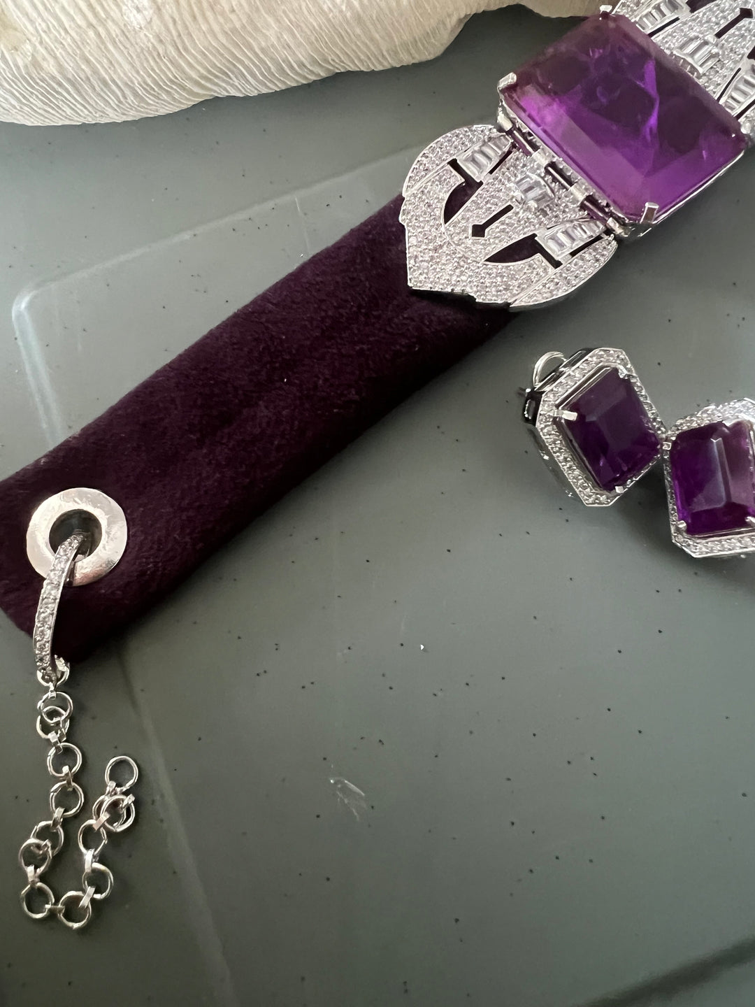 Purple Doublet Velvet Choker Set | SHIVKA