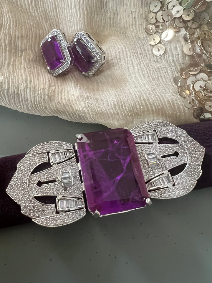 Purple Doublet Velvet Choker Set | SHIVKA