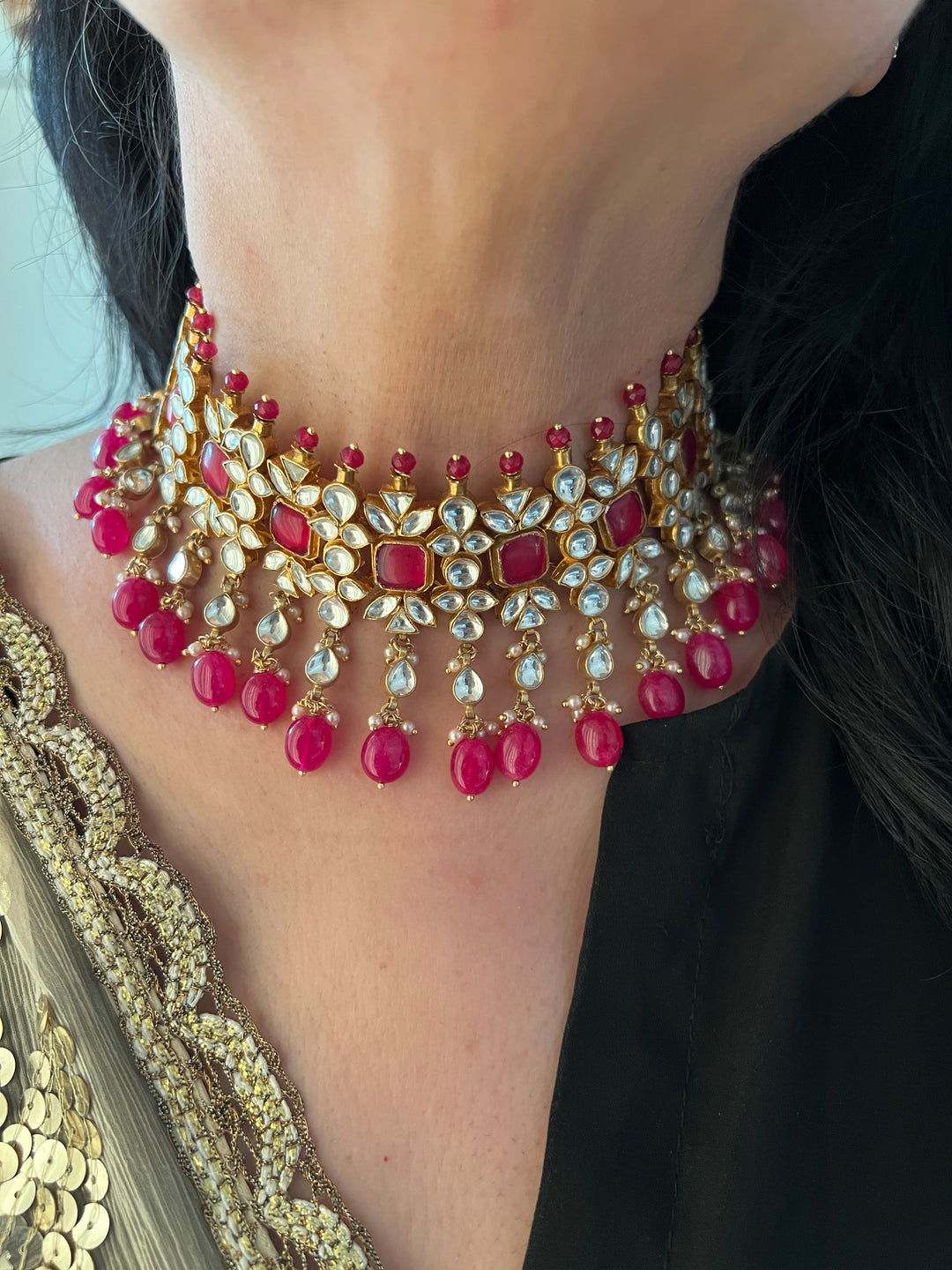 Gorgeous Pachi Kundan Choker with Earrings