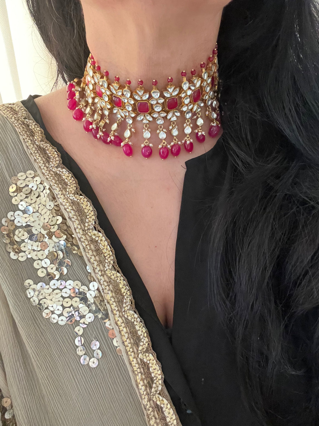 Gorgeous Pachi Kundan Choker with Earrings