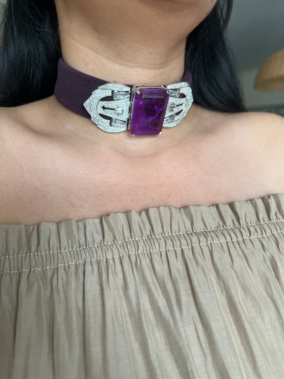 Purple Doublet Velvet Choker Set | SHIVKA