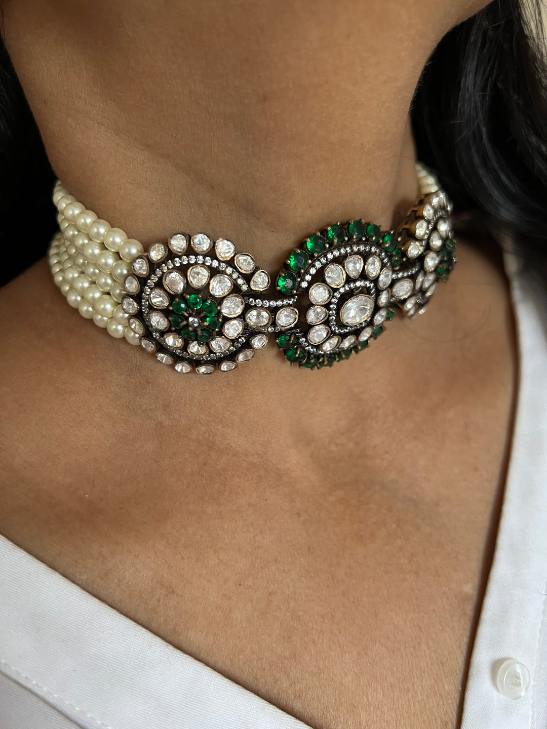 Victorian Kundan Choker with Earrings