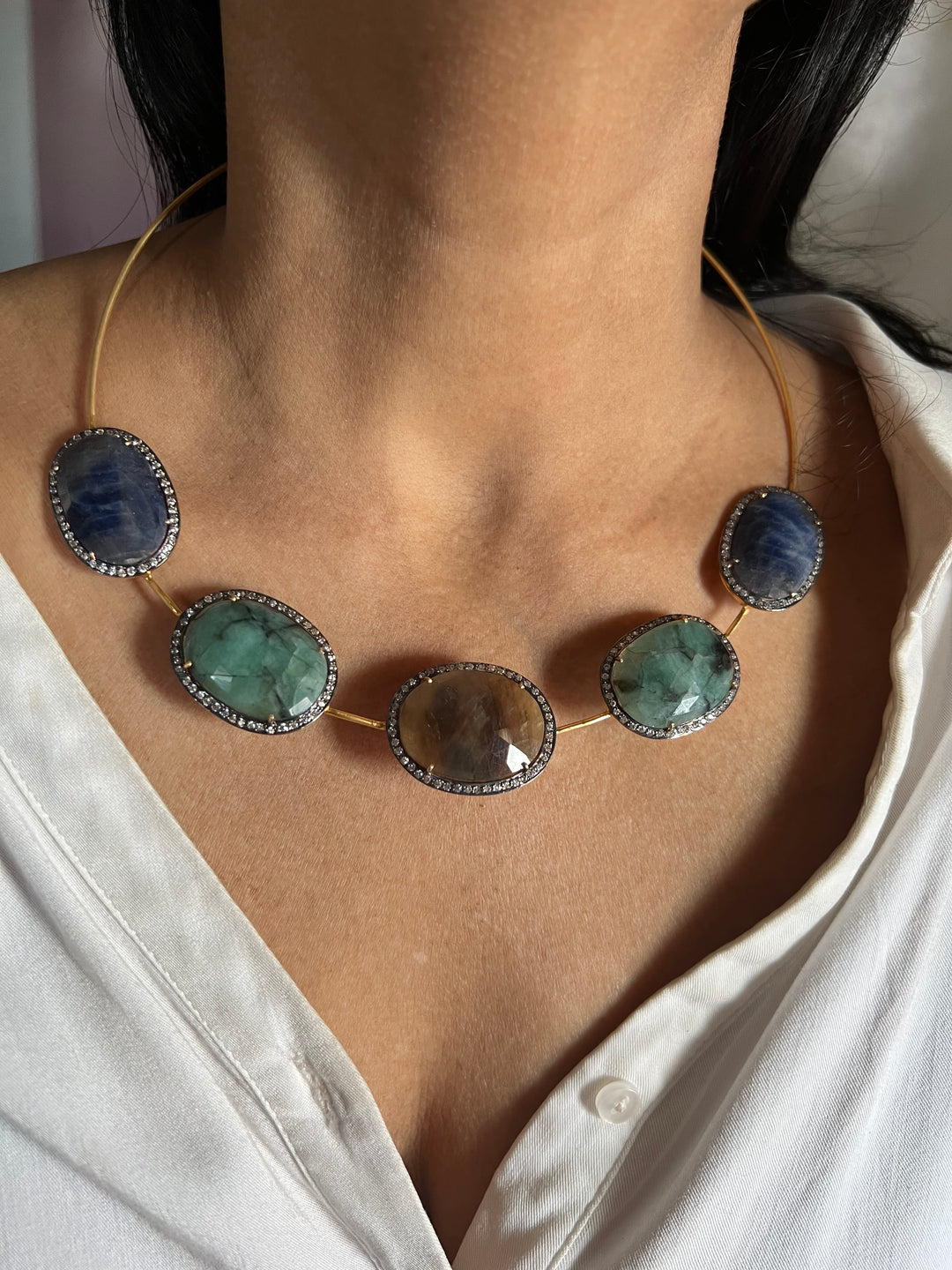 Multi Sapphire Silver Necklace Set - Unmatched Quality and Style