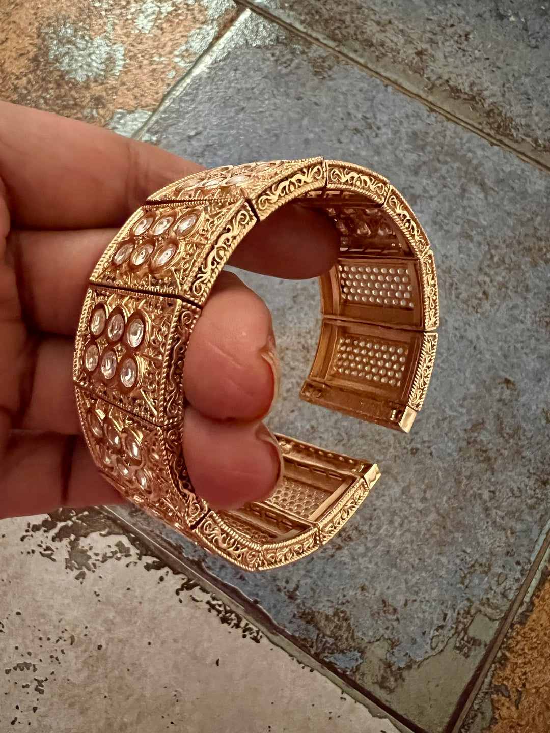 Antique Kundan Stretchable Kada