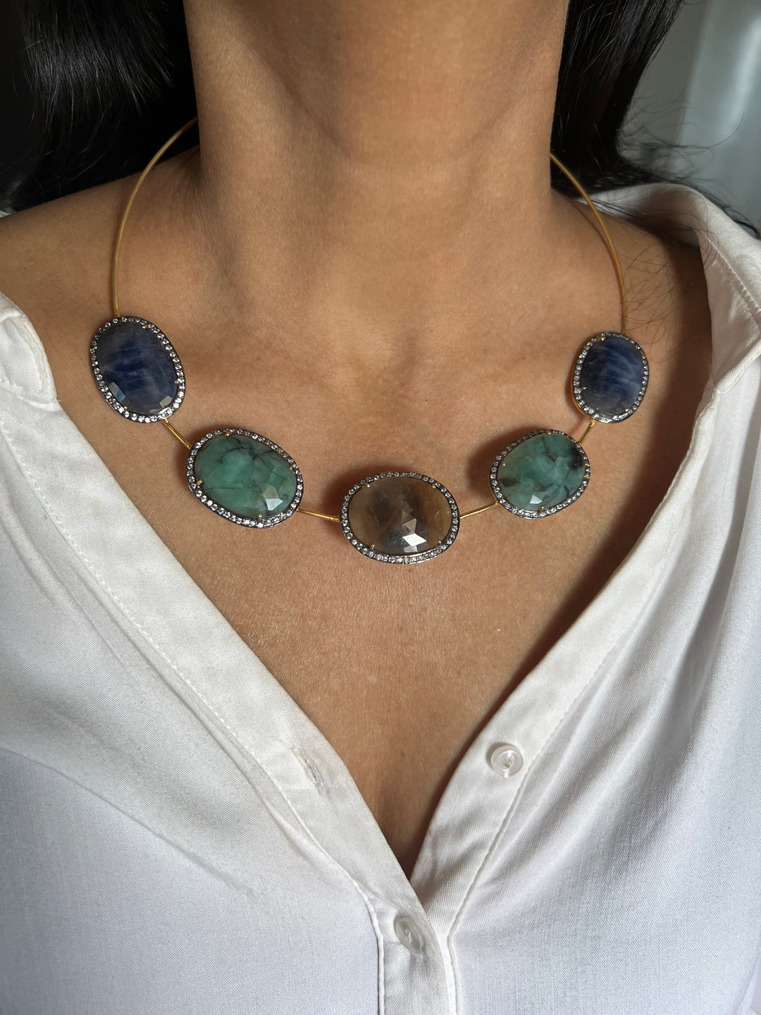 Multi Sapphire Silver Necklace Set - Unmatched Quality and Style