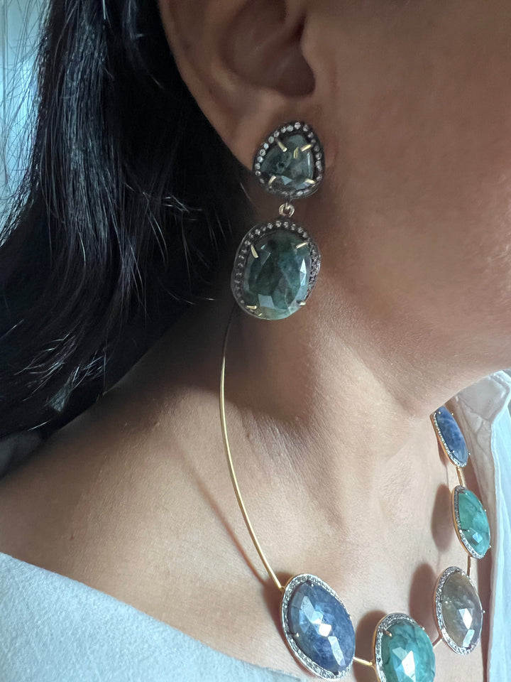 Multi Sapphire Silver Necklace Set - Unmatched Quality and Style