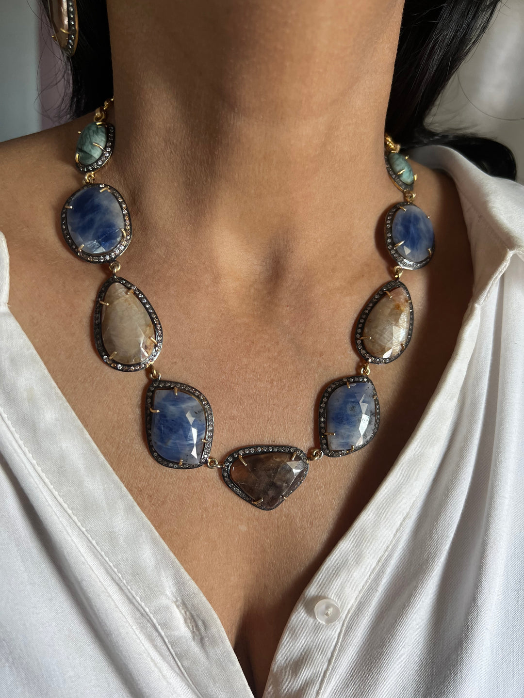 Multi Sapphire Silver Necklace Set - Unmatched Quality and Style