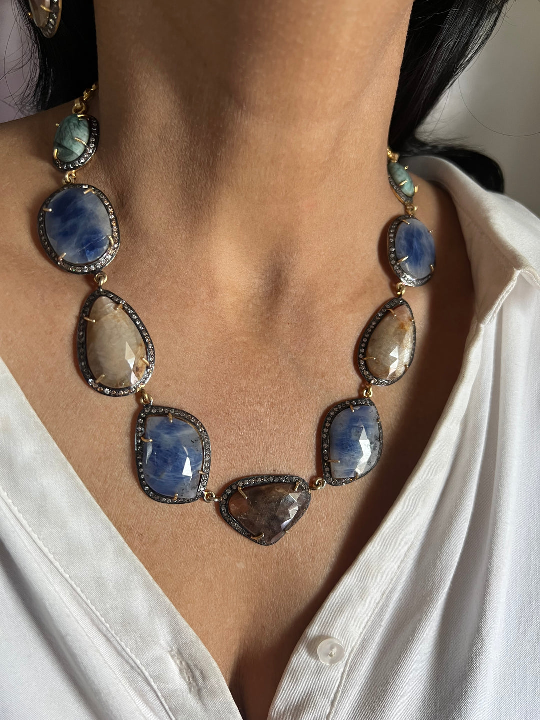 Multi Sapphire Silver Necklace Set - Unmatched Quality and Style