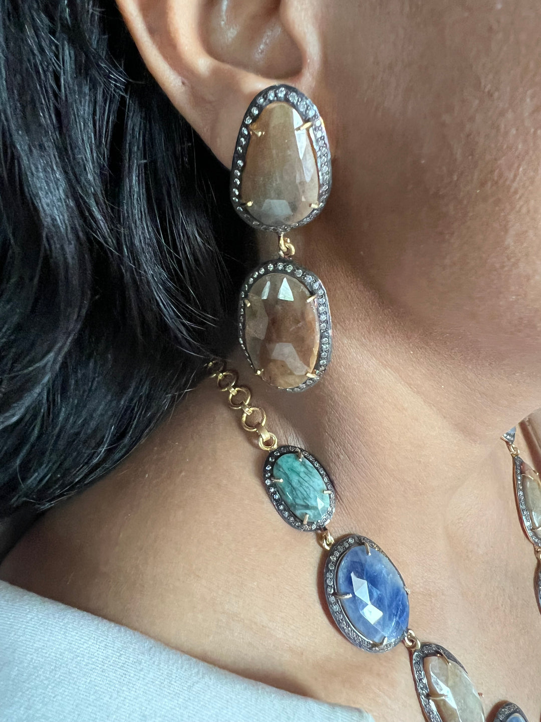 Multi Sapphire Silver Necklace Set - Unmatched Quality and Style