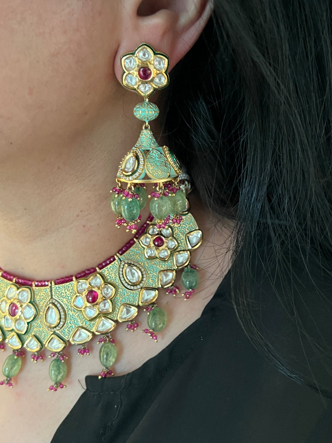 The Maharani’s Garden | Royal Kundan Necklace with Earrings