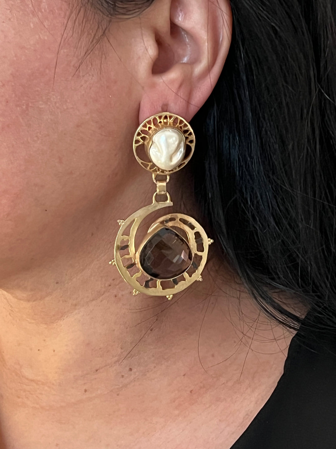 Sapphire and Pearls Statement Danglers