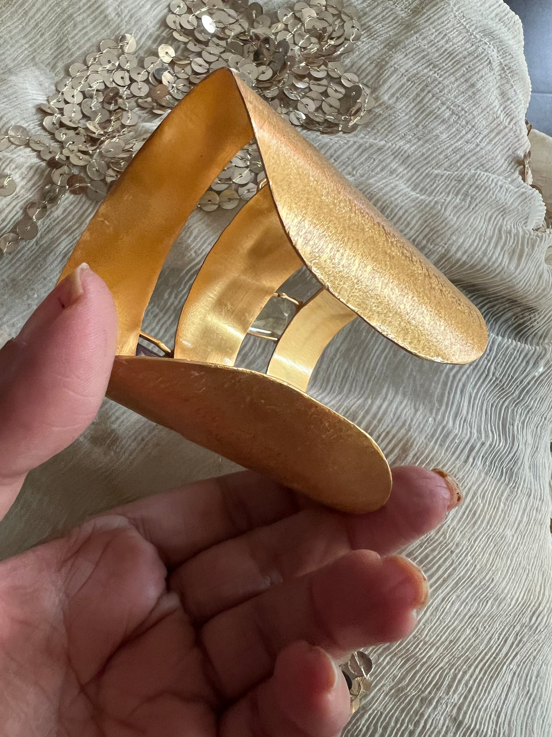 Exquisite Crystal Studded Brass Open Cuff - Unparalleled Quality and Style