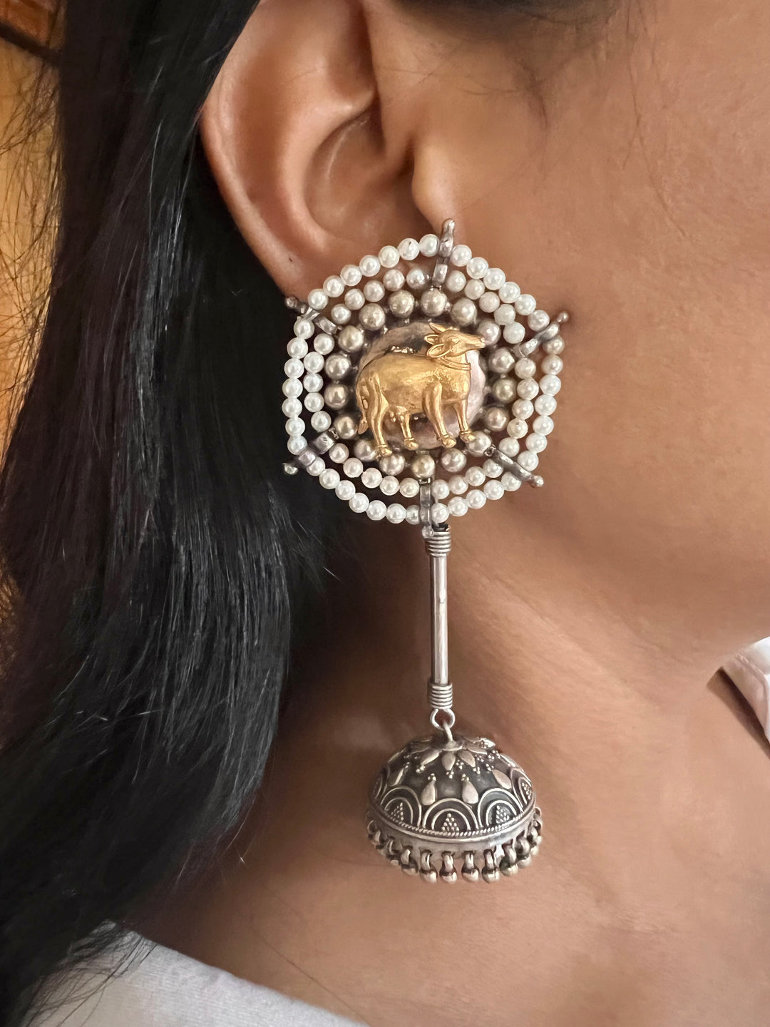 Scintillating Pure Silver 925 Kundan Stud Earrings