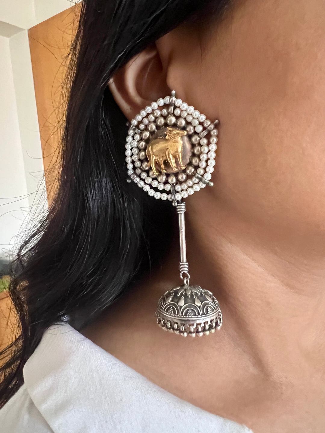 Scintillating Pure Silver 925 Kundan Stud Earrings