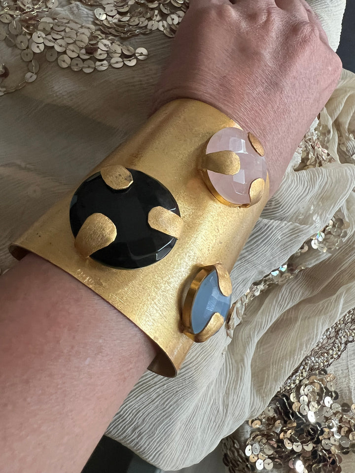 Exquisite Crystal Studded Brass Open Cuff - Unparalleled Quality and Style