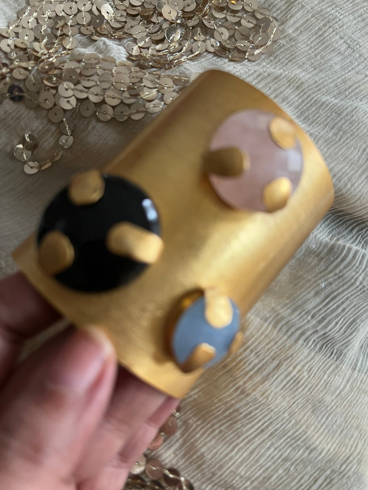 Exquisite Crystal Studded Brass Open Cuff - Unparalleled Quality and Style