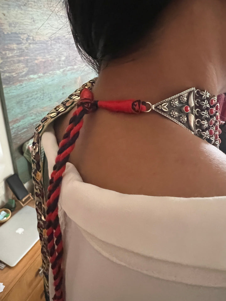 One-of-a-Kind Handmade Coral Stone Silver Choker