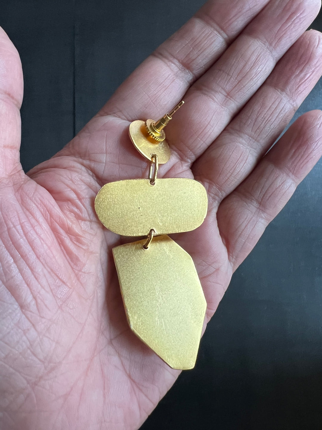 Statement Brass Danglers with Baroque Pearl and Natural Raw Gemstones