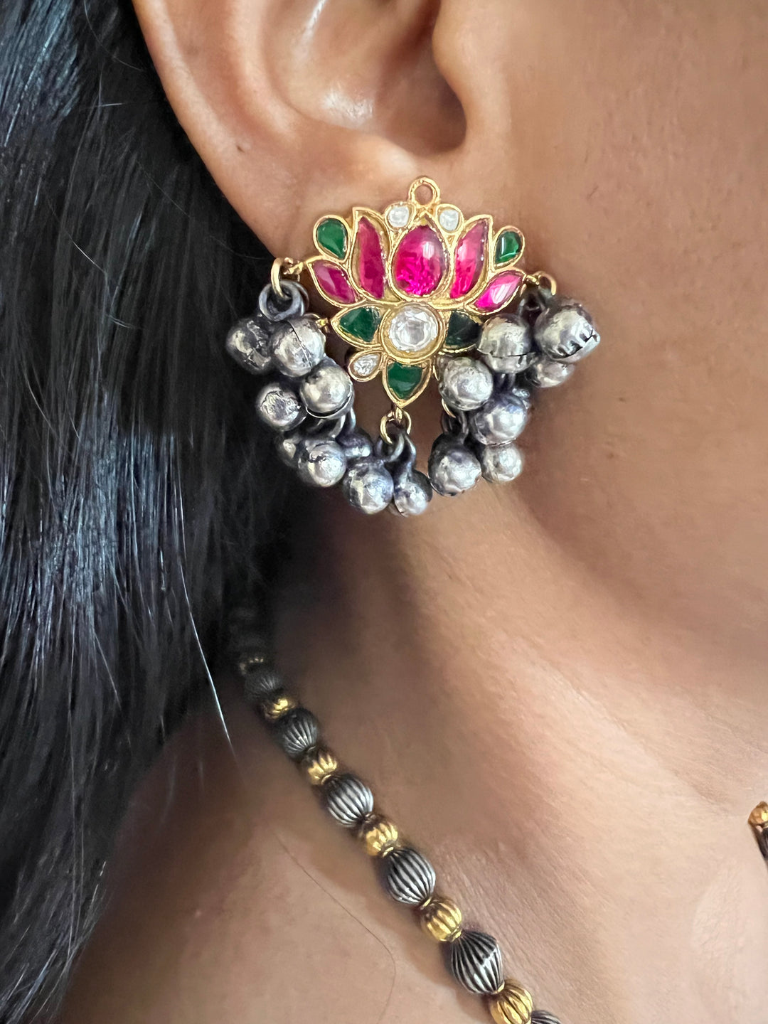 Beautiful Fusion Kundan Pendant Necklace with Earrings