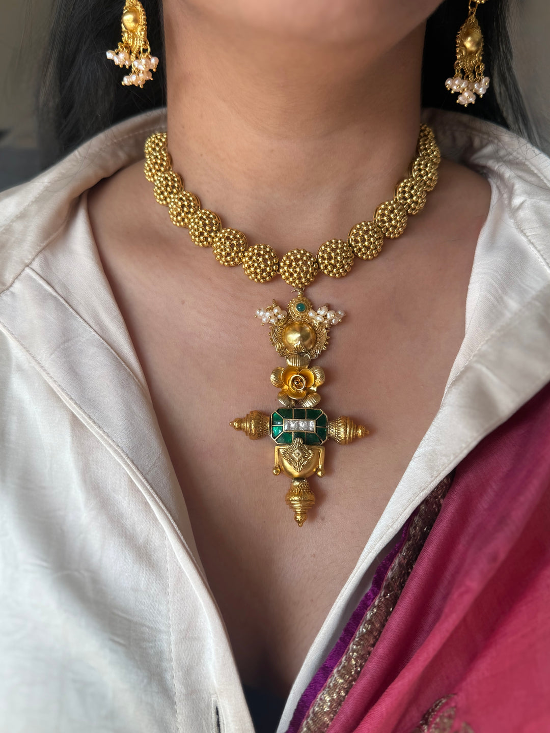 Handmade 925 Silver Fusion Necklace Set | SHIVKA