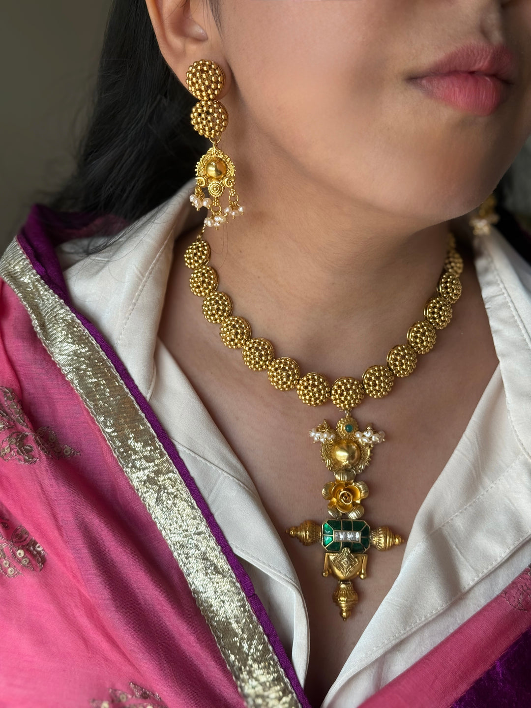 Handmade 925 Silver Fusion Necklace Set | SHIVKA