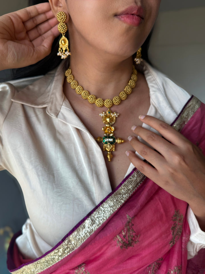 Handmade 925 Silver Fusion Necklace Set | SHIVKA