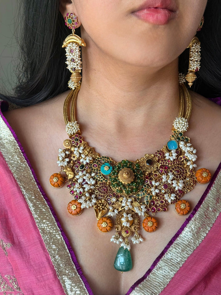 Handmade 925 Silver Carnelian Necklace Set | SHIVKA