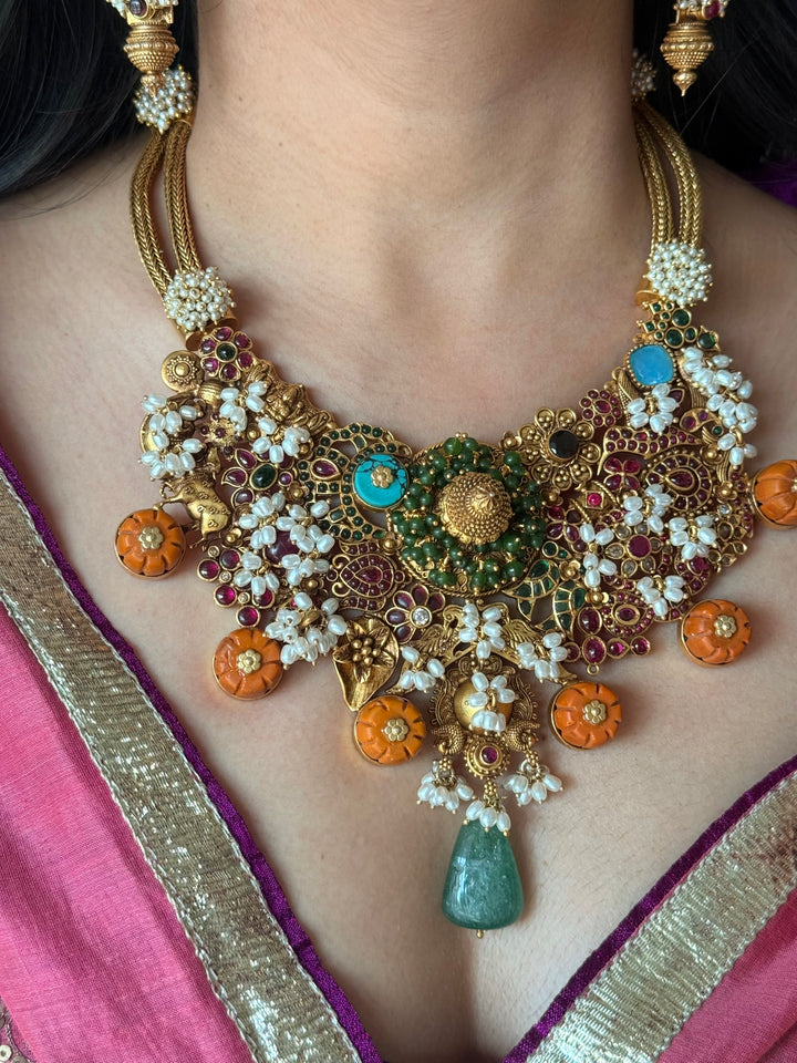Handmade 925 Silver Carnelian Necklace Set | SHIVKA