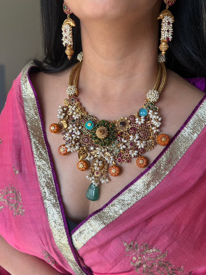 Handmade 925 Silver Carnelian Necklace Set | SHIVKA