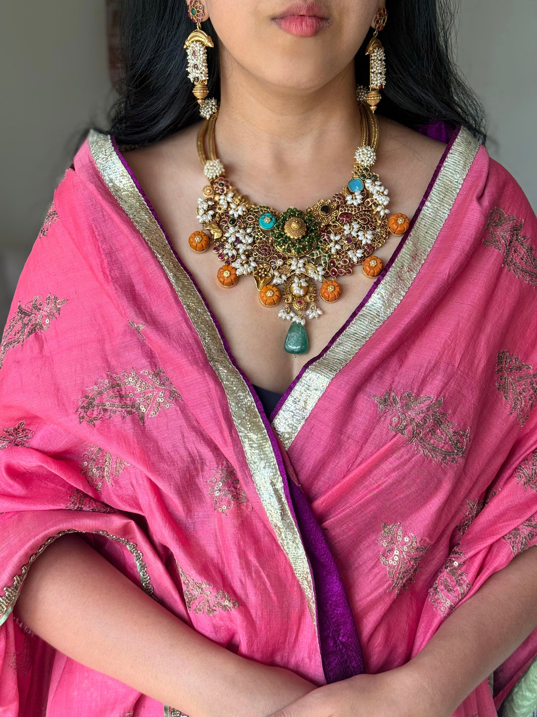 Handmade 925 Silver Carnelian Necklace Set | SHIVKA