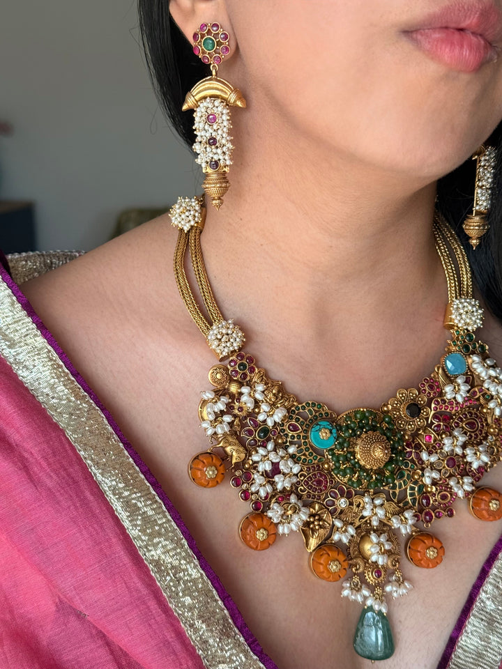 Handmade 925 Silver Carnelian Necklace Set | SHIVKA
