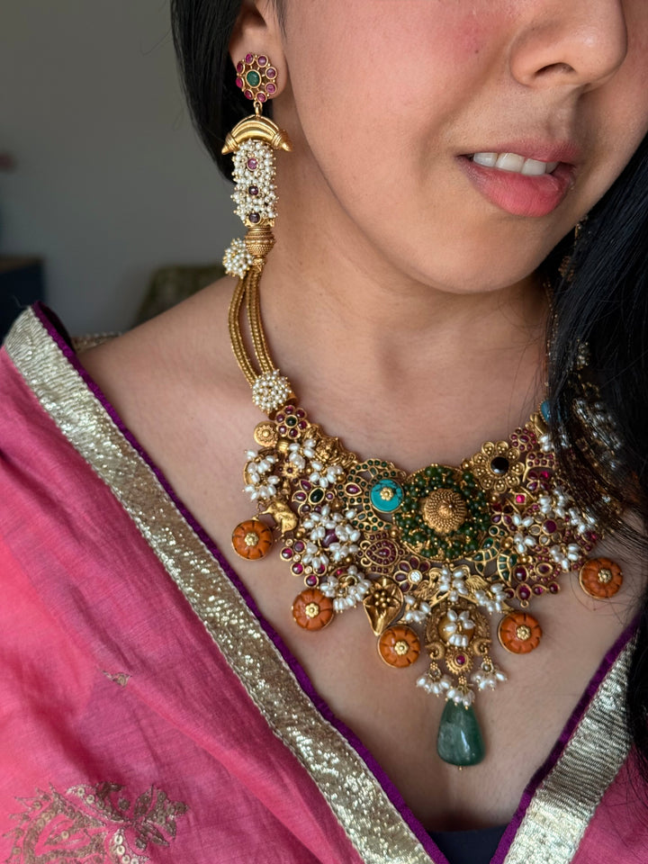 Handmade 925 Silver Carnelian Necklace Set | SHIVKA