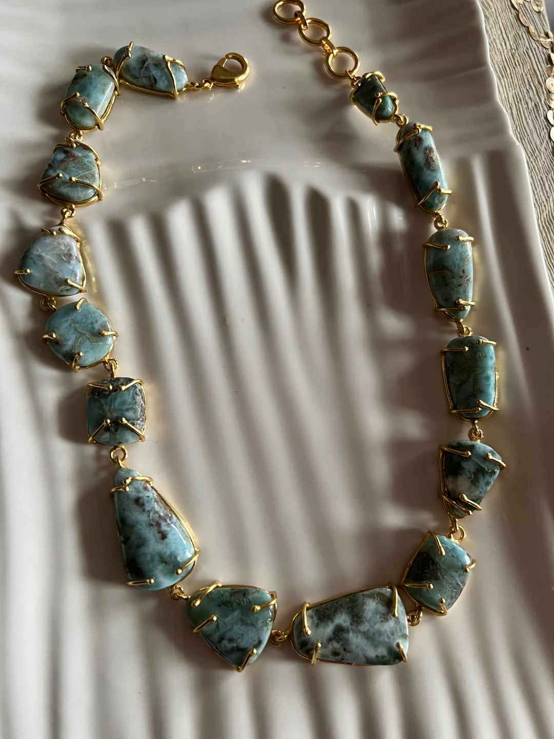 Statement Larimar Stone Necklace