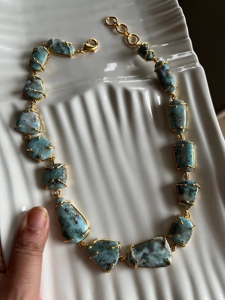Statement Larimar Stone Necklace
