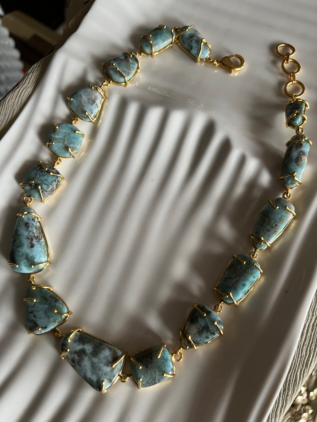 Statement Larimar Stone Necklace