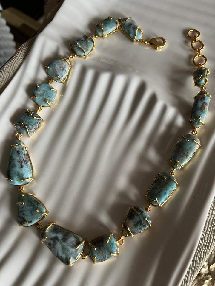 Statement Larimar Stone Necklace