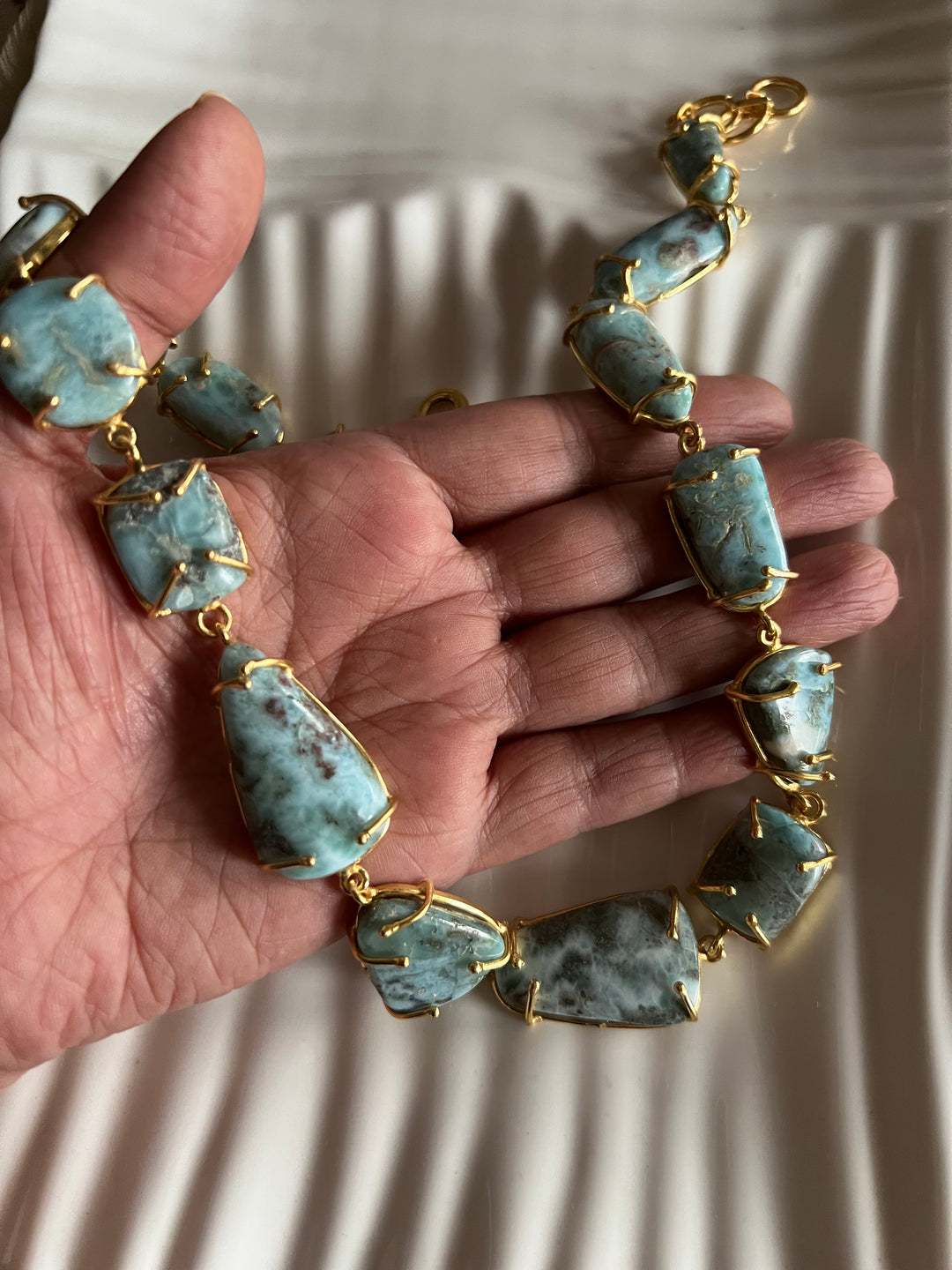 Statement Larimar Stone Necklace