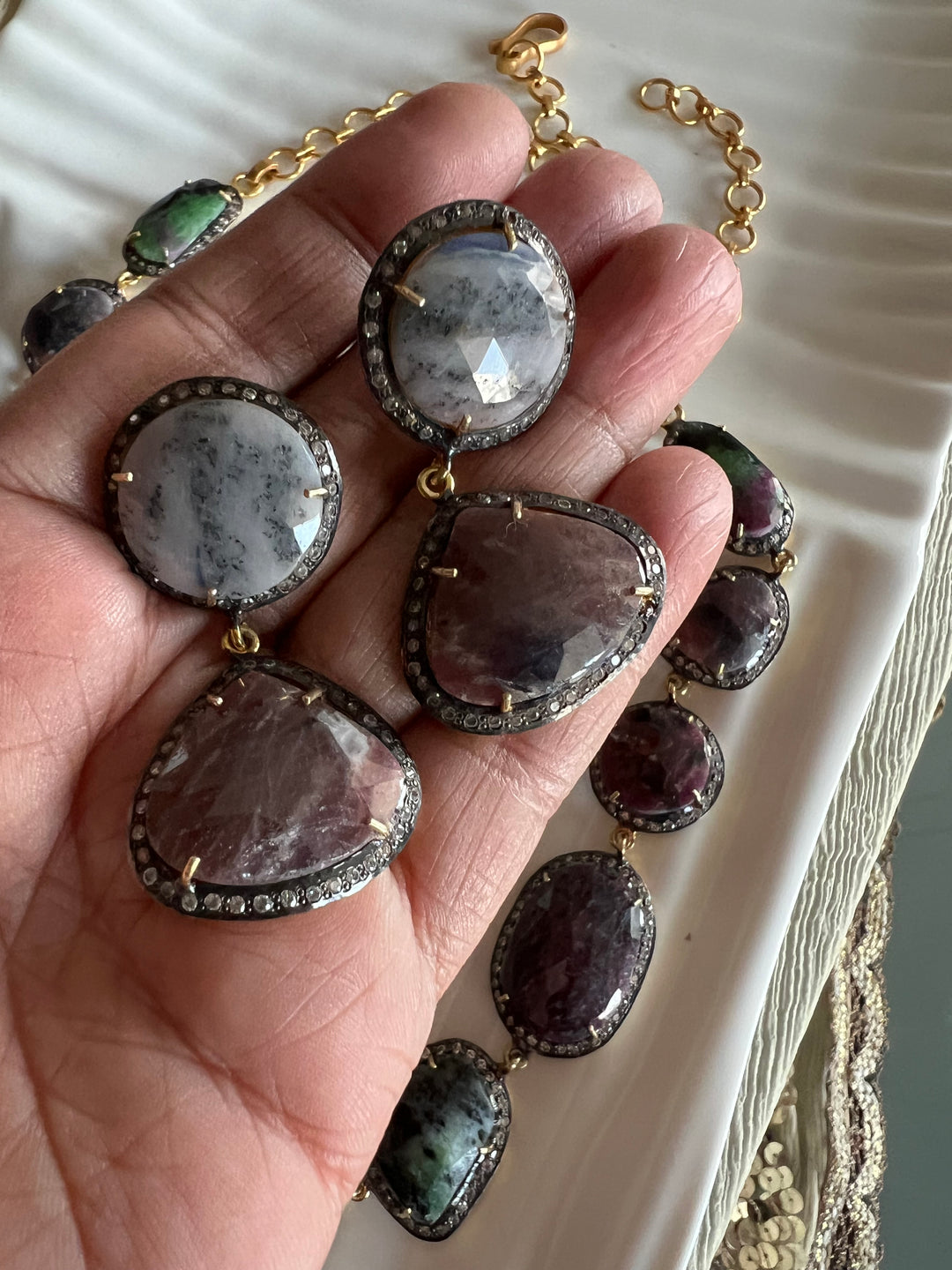 Multi Sapphire Silver Necklace Set - Unmatched Quality and Style