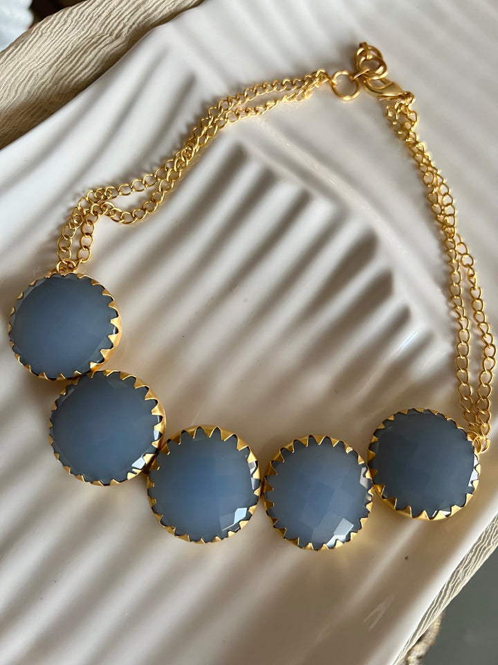 Statement Aqua Chalcedony Short Necklace