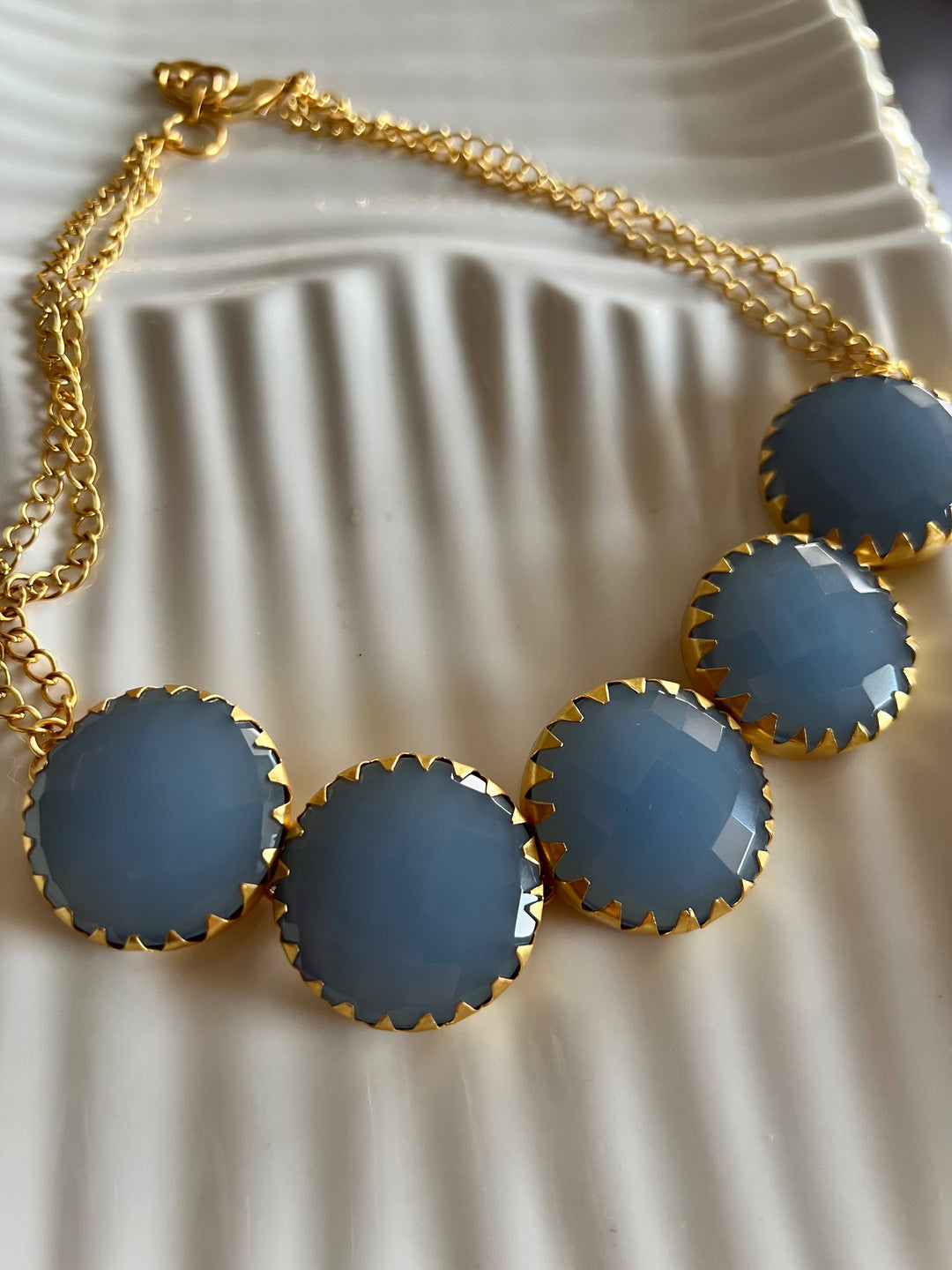 Statement Aqua Chalcedony Short Necklace