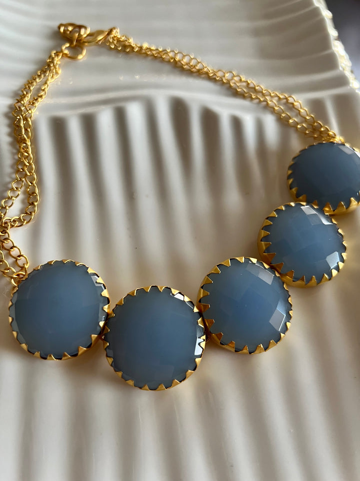 Statement Aqua Chalcedony Short Necklace