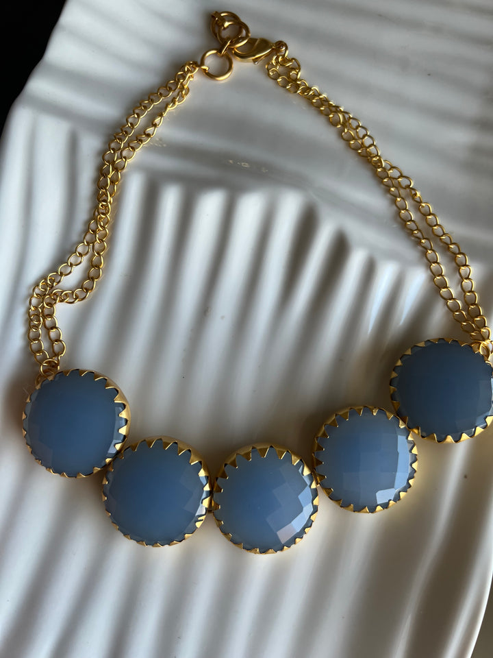 Statement Aqua Chalcedony Short Necklace