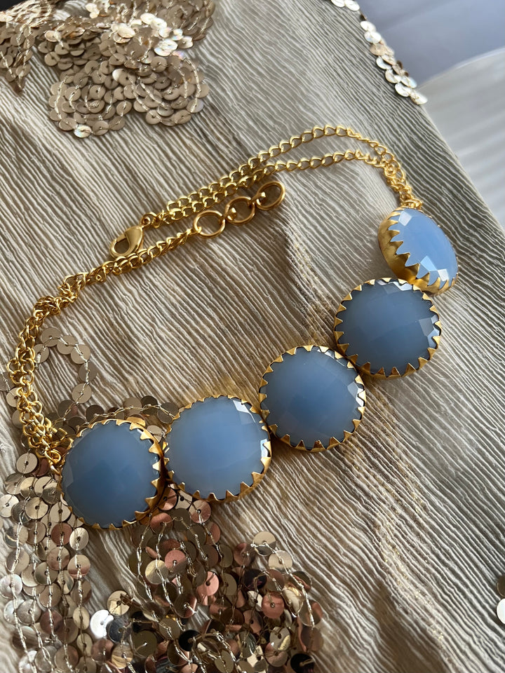 Statement Aqua Chalcedony Short Necklace
