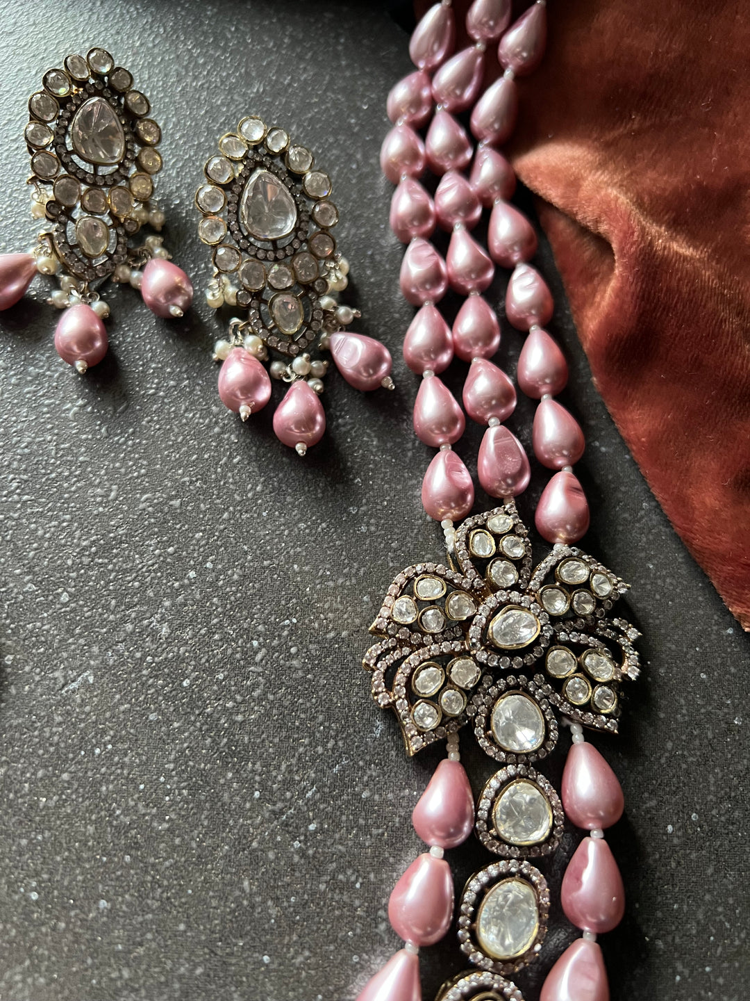 Victorian Kundan Necklace with Earrings