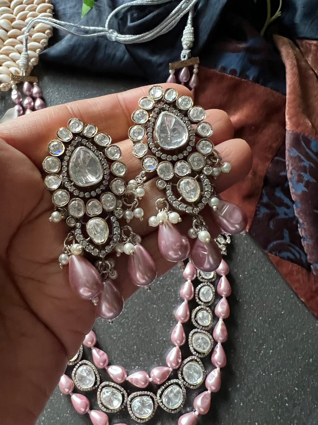 Victorian Kundan Necklace with Earrings