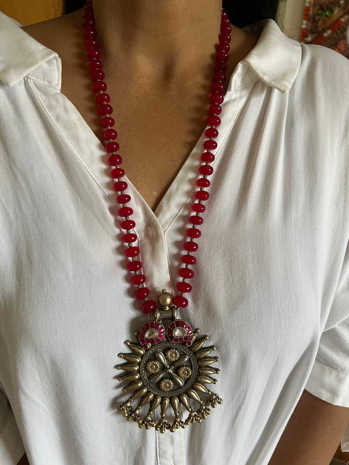 Red Onyx Pure 925 Silver Pendant Necklace