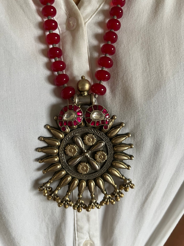 Red Onyx Pure 925 Silver Pendant Necklace