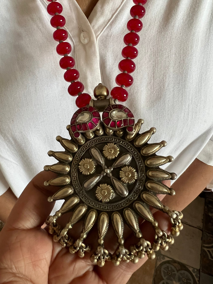 Red Onyx Pure 925 Silver Pendant Necklace